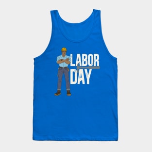 Labor Day Construction worker white txt Tank Top